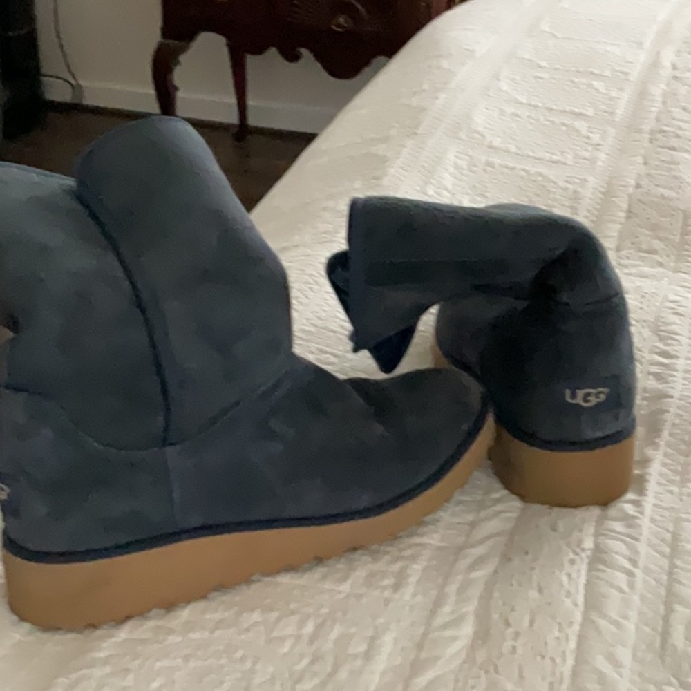 UGG Blue Winter & Rain Boots with Suede Upper and Slouchy Design